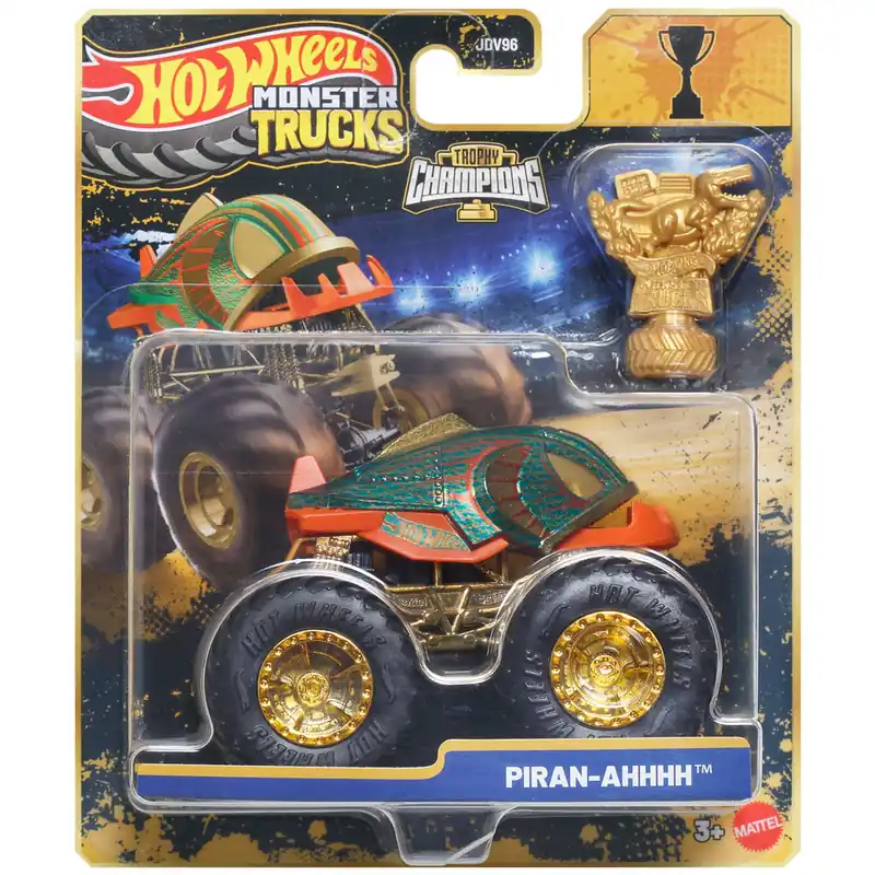 Végkiárusítás Hot Wheels Monster Trucks Piran-Ahhh bajnok kisautó serleggel 1/64 – Mattel