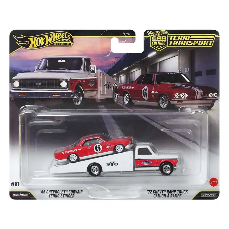 Ne maradj le Hot Wheels ‘72 Chevy Ramp Truck autószállító és ‘66 Chevrolet Corvair kisautó 1/64 - Mattel