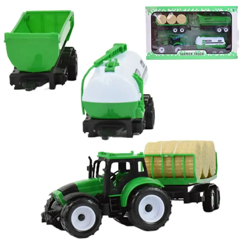 Expressz szállítás Farmer Truck Mezőgazdasági traktor szett utánfutókkal 28cm