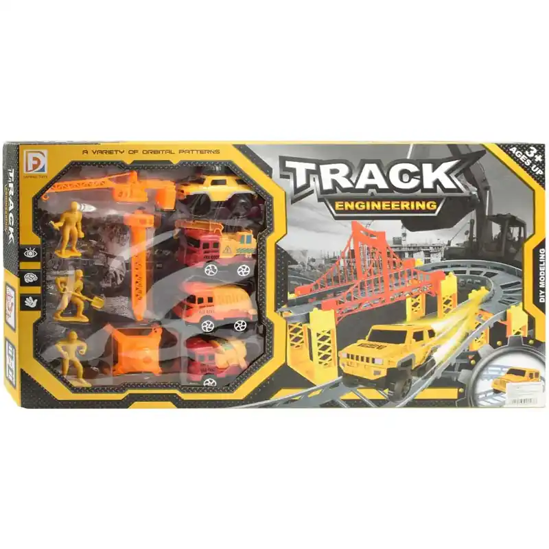Track Engineering versenypálya szett építőipari munkagépekkel és munkásokkal 89db-os szett Legkelendőbb