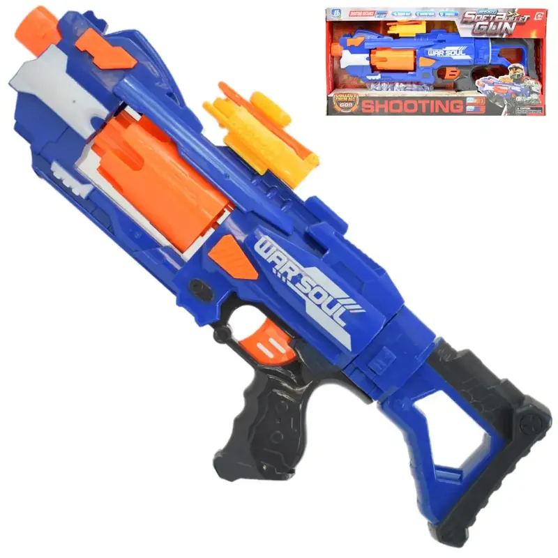 Soft Bullet Gun Forgótáras manuális szivacslövő fegyver töltényekkel 44cm Vásárlói kedvenc