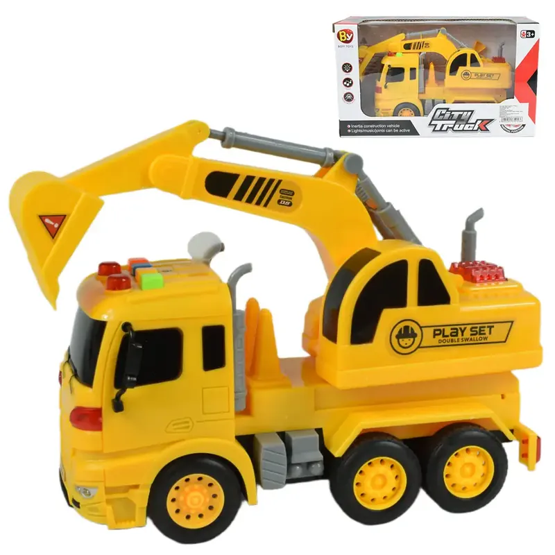 Gyors kiszállítás City Truck Markolós teherautó fénnyel és hanggal 20cm