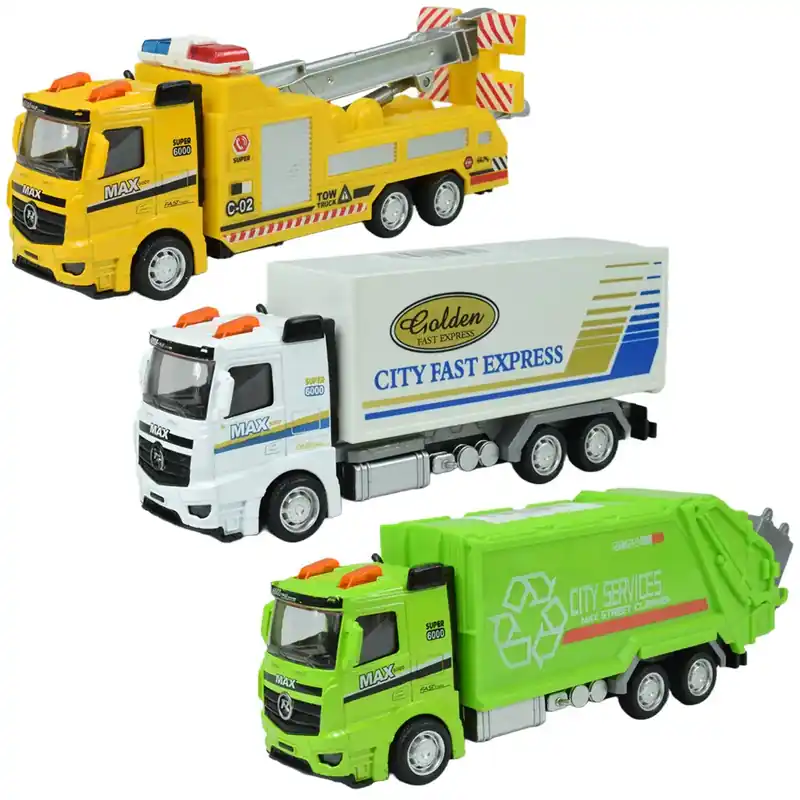 Végkiárusítás City Cars Városi lendkerekes teherautó többféle változatban 19cm 1db