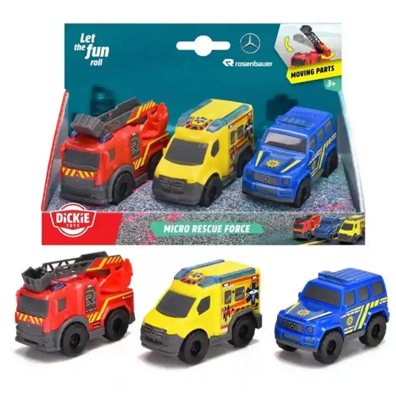 Népszerű SOS Mikro mentőautók 3db-os szett 9cm - Dickie Toys