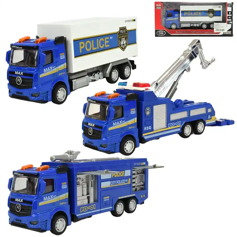 Police Set Lendkerekes rendőrségi teherautó fénnyel és hanggal többféle változatban 19cm 1db Legkelendőbb
