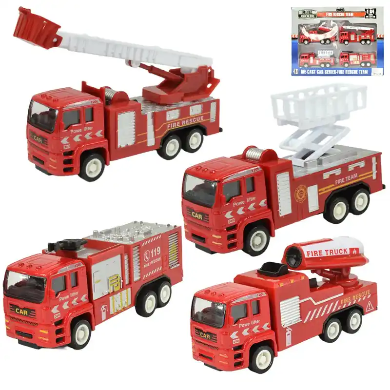 Fire Rescue Team 4 db-os fém tűzoltóautó szett Legnépszerűbb