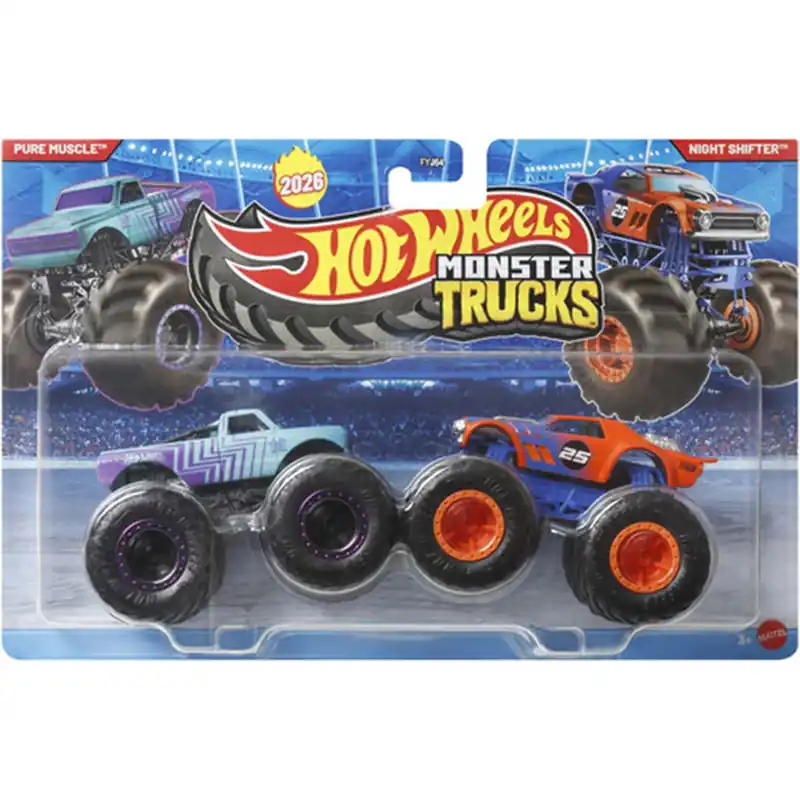 Olcsóbb Hot Wheels Monster Trucks Pure Muscle vs Night Shifter kisautó 2db-os csomag 1/64 - Mattel