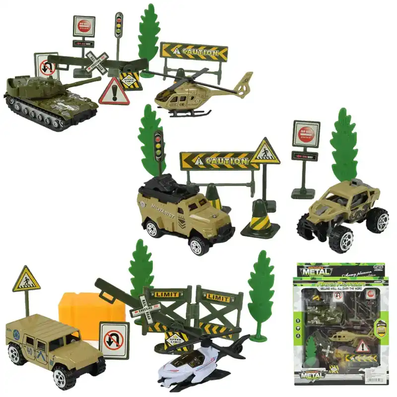 Szuper akció Super Army Katonai játékszett járművekkel és kiegészítőkkel többféle változatban 1db