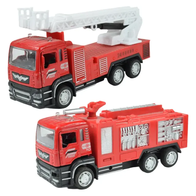 Akciós ár Fire Truck Hátrahúzós tűzoltó teherautó kétféle változatban 14cm
