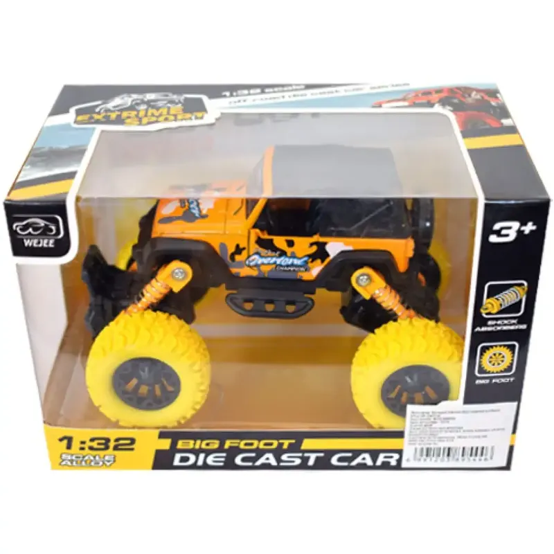 Prémium Off-Road hátrahúzós sárga terepjáró 1/32
