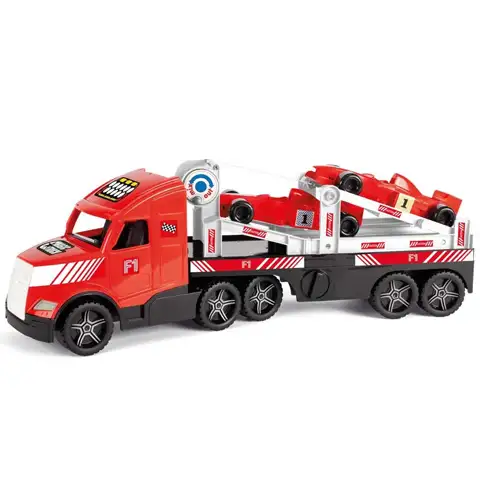 Magic Truck Forma 1 versenyautókat szállító kamion fluoreszkáló lámpákkal 81cm - Wader Nézd meg most