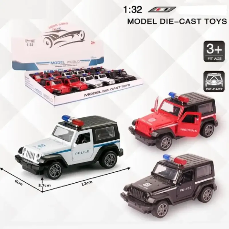 Árengedmény Jeep Wrangler rendőrségi hátrahúzható fém autómodell több változatban 1/32