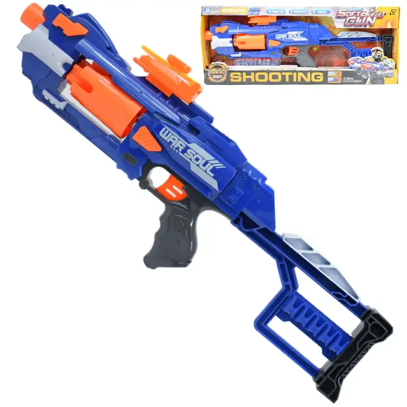 Soft Bullet Gun Elektromos forgótáras szivacslövő gépfegyver töltényekkel 55cm Nézd meg most