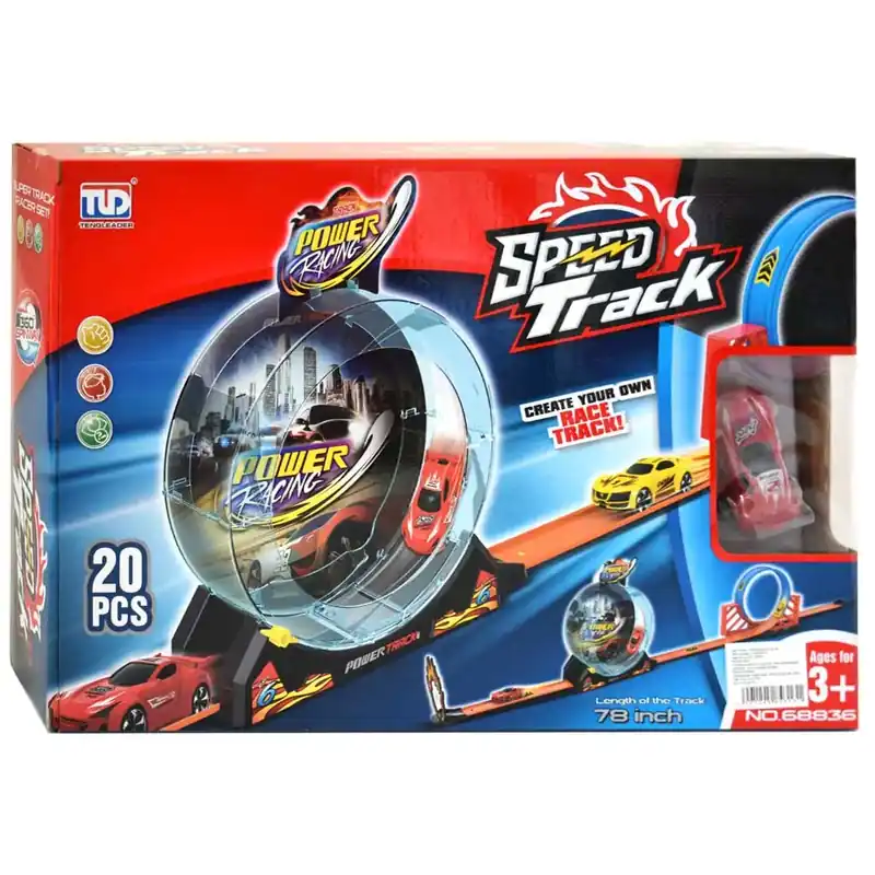 Speed Track 20db-os versenypálya hurokkal és hátrahúzható autóval 1/64 Outlet