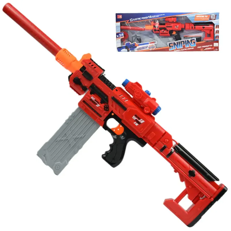 Sniping Elektromos átalakítható óriás szivacslövő fegyver töltényekkel és céltáblával 79cm Népszerű