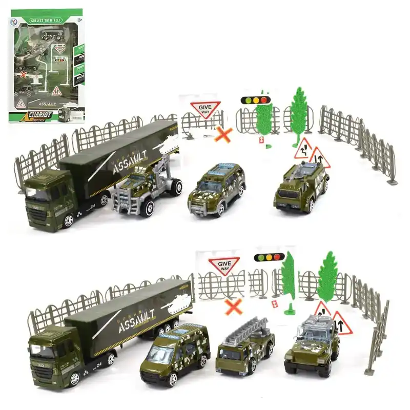Chariot Die-Cast Fém katonai járműszett kiegészítőkkel kétféle változatban Gyors szállítás