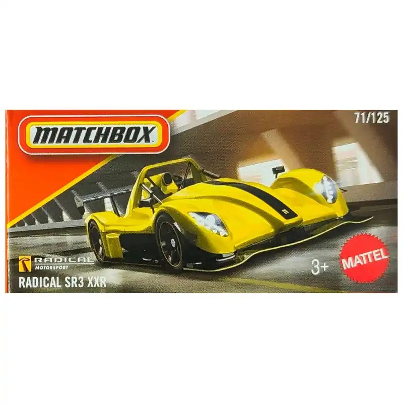 Árengedmény Matchbox Radical SR3 XXR sárga papírdobozos kisautó 1/64 – Mattel