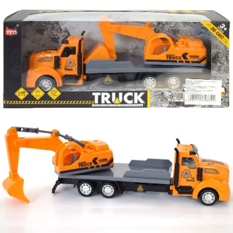 Munkagép szállító kamion hátrahúzós meghajtással 1/48 Szuper akció