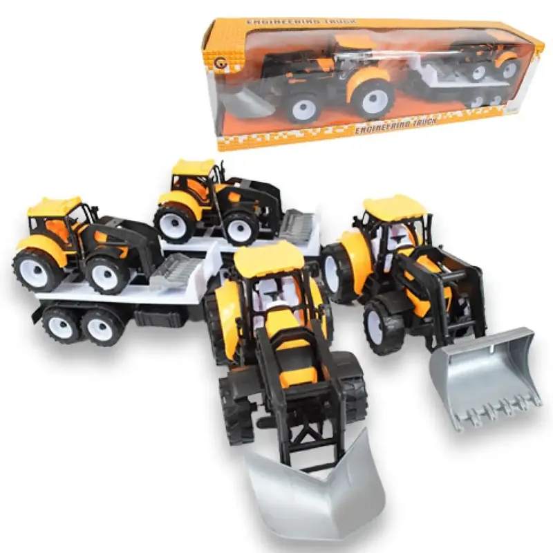 Exkluzív ajánlat Engineering Truck 2 részes traktor szett trélerrel és munkagéppel 46cm