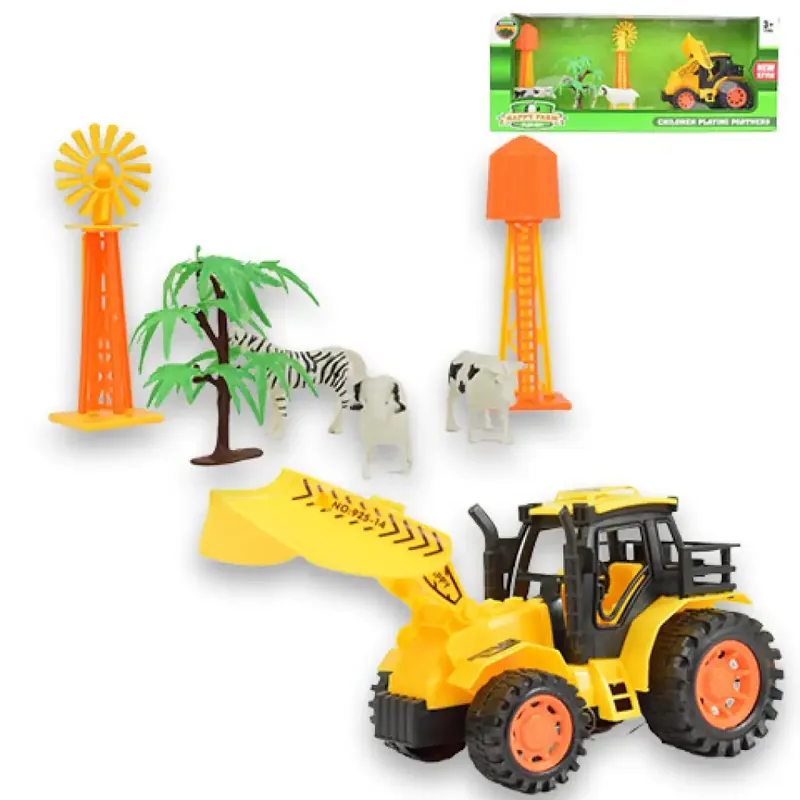 Akciós ár Happy Farm Farm szett traktorral, állatokkal és kiegészítőkkel