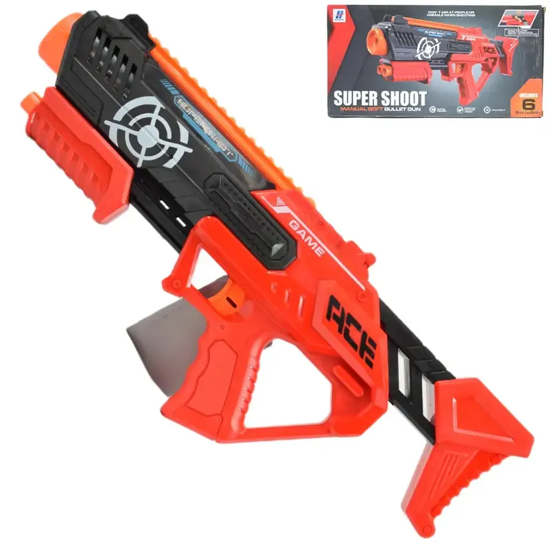 Csak ma Super Shoot Manuális szivacslövő fegyver töltényekkel 47cm