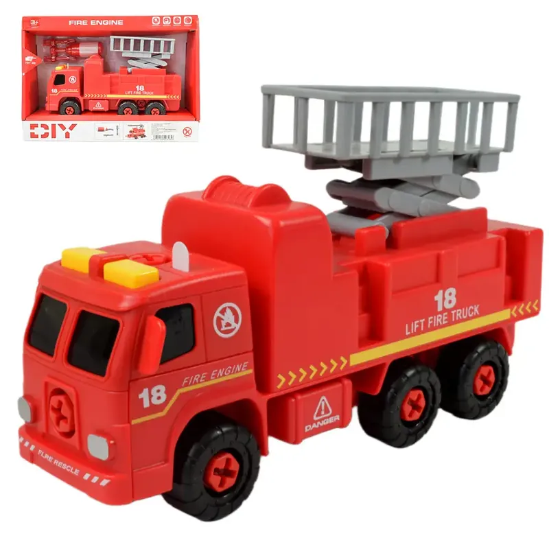 Nézd meg most Fire Engine Emelőkosaras szétszerelhető tűzoltóautó szerszámokkal és hanggal 20cm