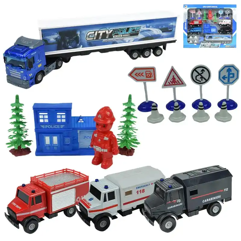 Die-Cast Óriás rendvédelmi kisautó szett kiegészítőkkel Árengedmény