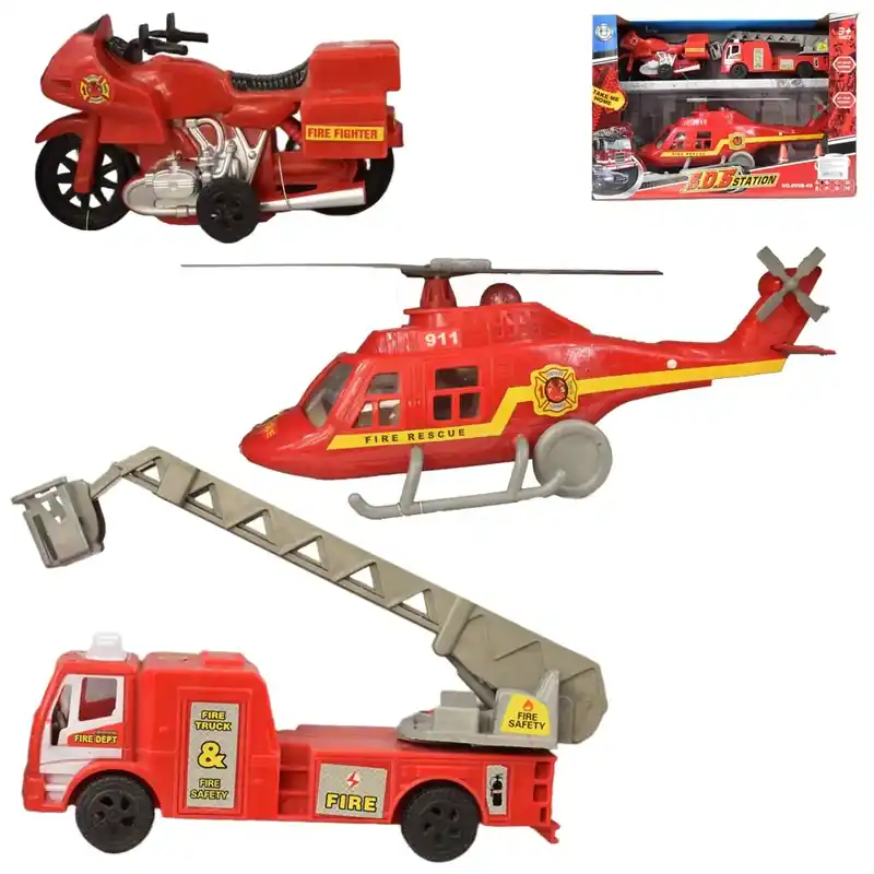 S.O.S. Station 3 db-os tűzoltósági járműszett helikopterrel Legnépszerűbb
