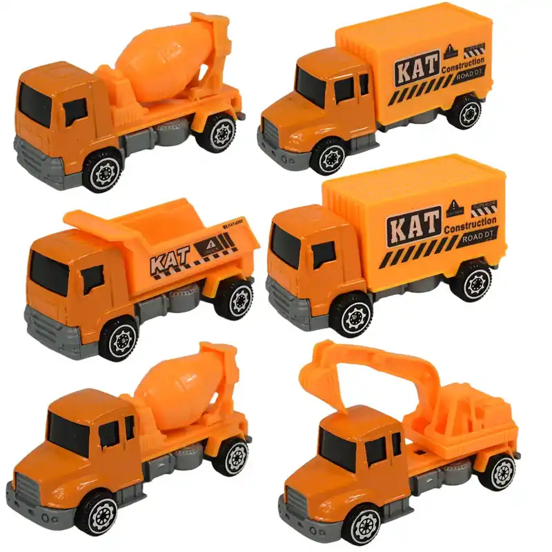 Alloy Car 6db-os építőipari teherautó szett 8cm Vásárlói kedvenc