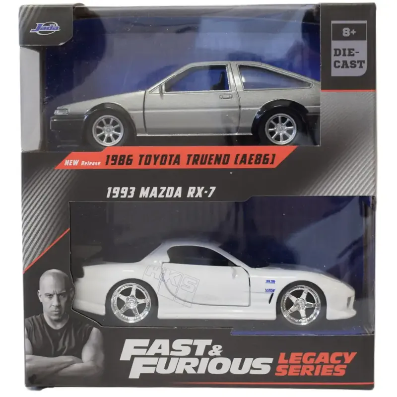 Árengedmény Halálos iramban 1986 Toyota Trueno AE86 és 1993 Mazda RX-7 autómodell csomag 1/32 - Jada Toys
