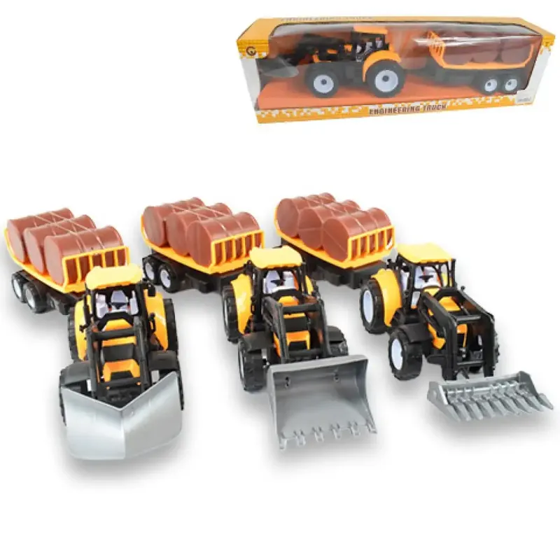 Engineering Truck Kotró traktor utánfutóval és hordókkal többféle változatban 43cm Expressz kézbesítés