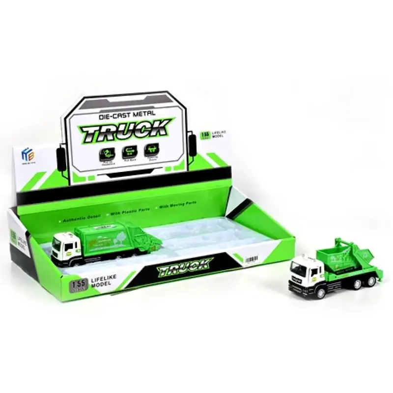 Die-Cast Metal Truck szelektív hulladékgyűjtő kamion kétféle változatban 1/55 Bestseller