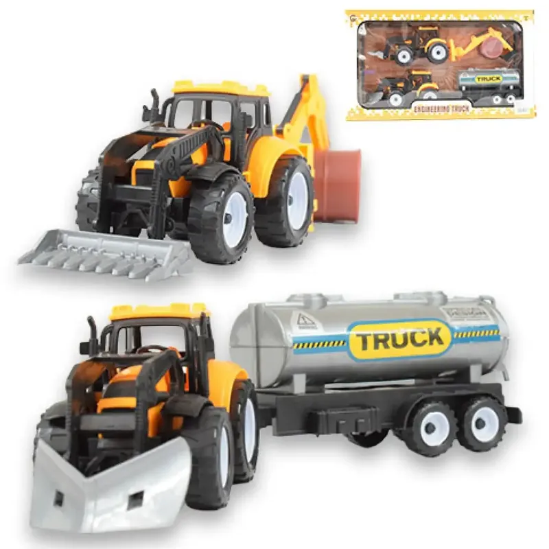 Engineering Truck 2 részes munkagép szett traktorokkal, tartályos utánfutóval és hordóval Legkelendőbb