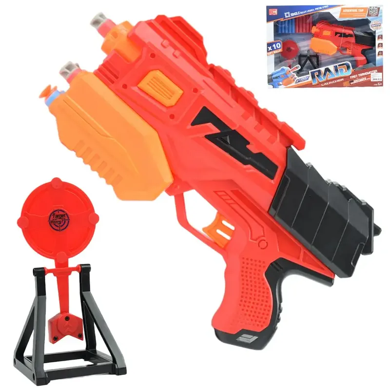 Raid Launcher Manuális szivacslövő fegyver céltáblával és töltényekkel 26cm Biztonságos fizetés