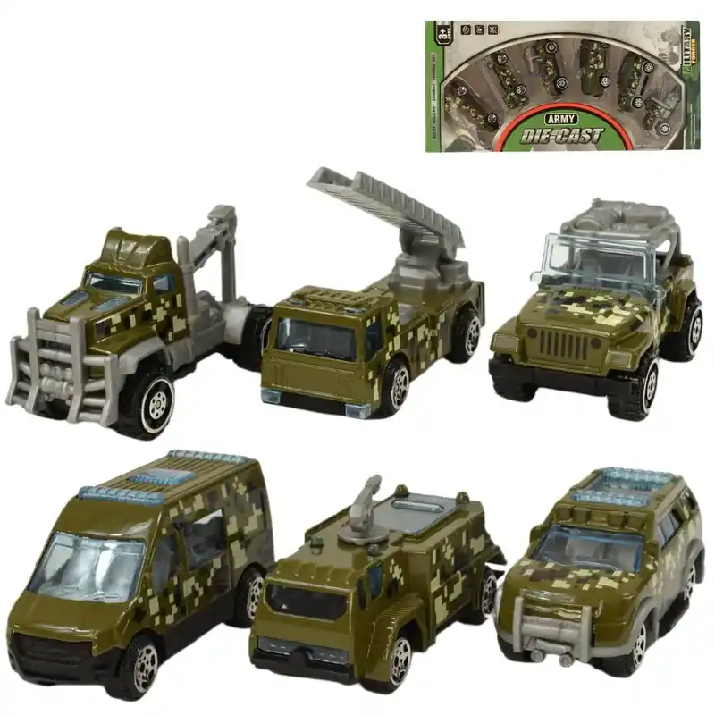 Army Die-Cast Katonai 6 db-os kisautó szett Olcsó