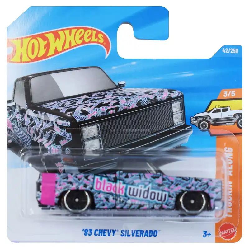 Kedvezményes ár Hot Wheels ‘83 Chevy Silverado black widow kisautó 1/64 - Mattel