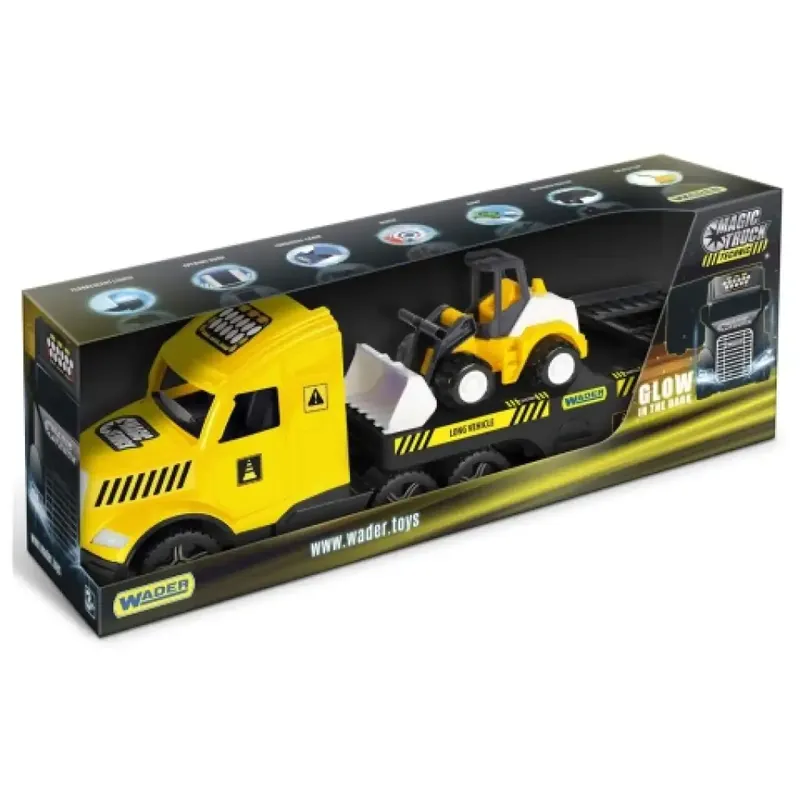 Biztonságos vásárlás Magic Truck Technic Kamion buldózerrel és fénnyel 80cm-es - Wader