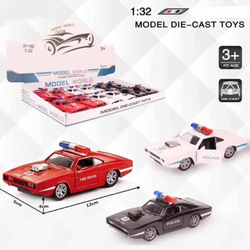 Muscle Car rendőrségi hátrahúzható fém autómodell több változatban 1/32 Végkiárusítás