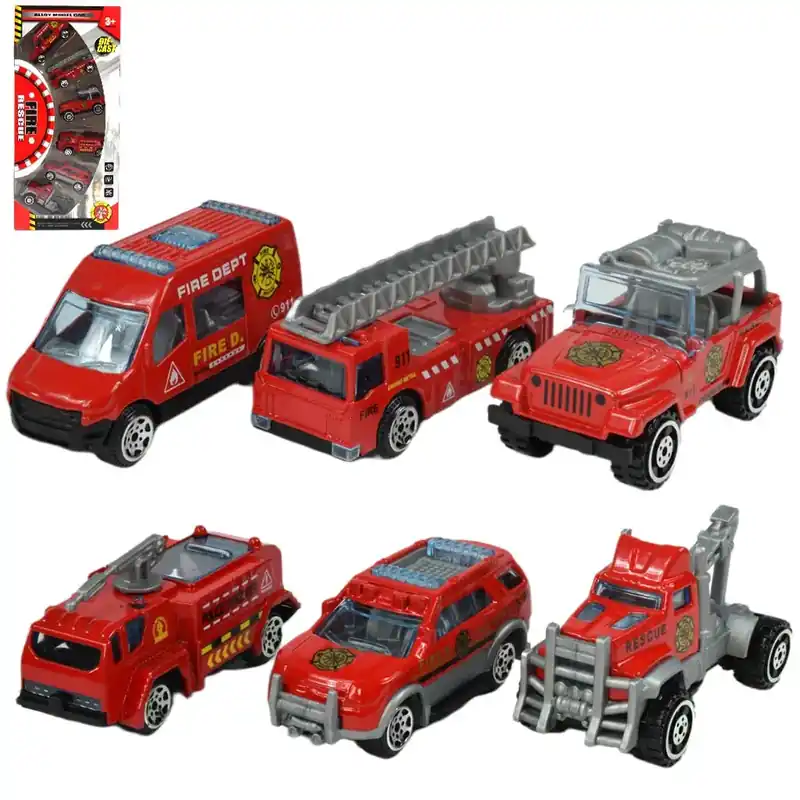 Végkiárusítás Fire Rescue Tűzoltósági 6db-os kisautó szett 1/64-es