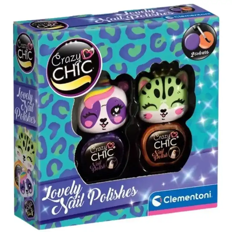 Crazy Chic Lovely Nail körömlakk állatfigurás ecsetfejjel 2db-os sárga és rózsaszín szett - Clementoni Rendeld meg most