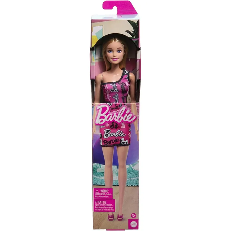Barbie Chic szőke divatbaba rózsaszín, Barbie feliratú ruhában - Mattel Vedd meg most
