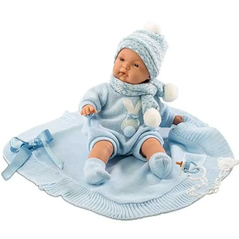 Ajánlat Újszülött fiú baba kék takaróval 38cm