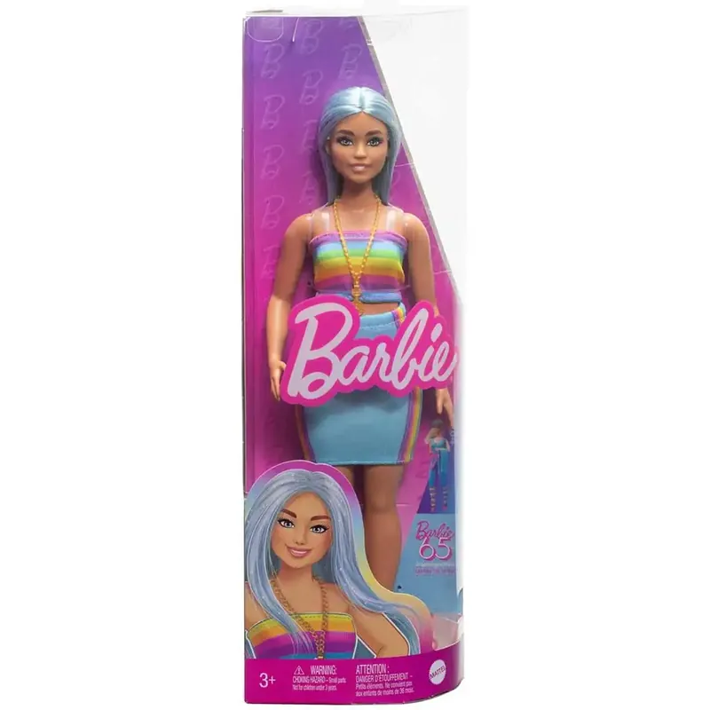 Csak ma Barbie Fashionista stílus baba színes csíkos ruhában - Mattel