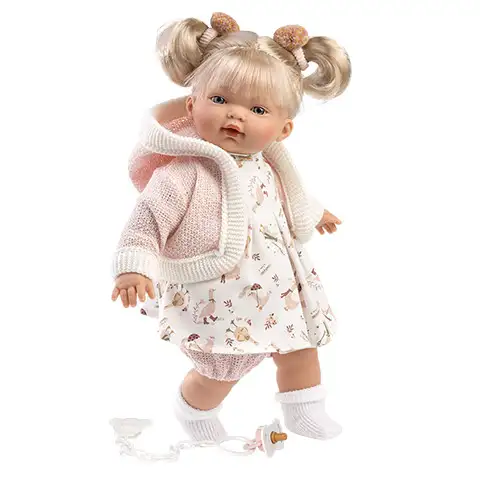 Llorens Roberta síró baba cumival, rózsaszín ruhában 33cm Különleges ajánlat
