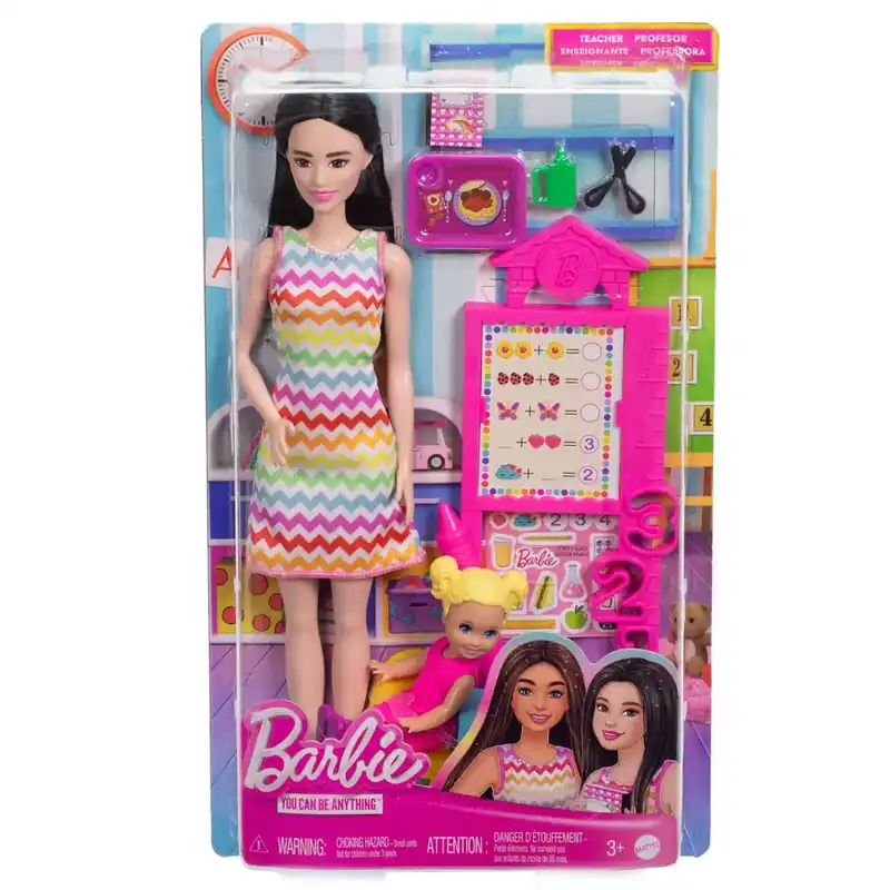 Barbie tanárnő karrierbaba játékszett szőke hajú kisgyerekkel - Mattel Legjobb ár
