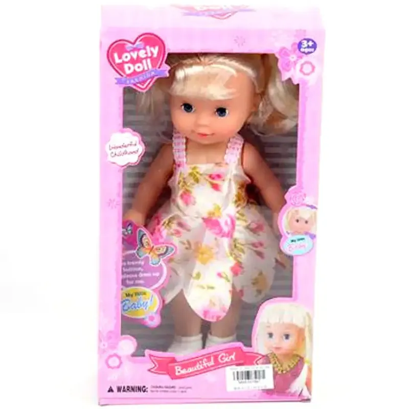 Szőke hajú baba nyári ruhában 26cm-es Expressz kézbesítés