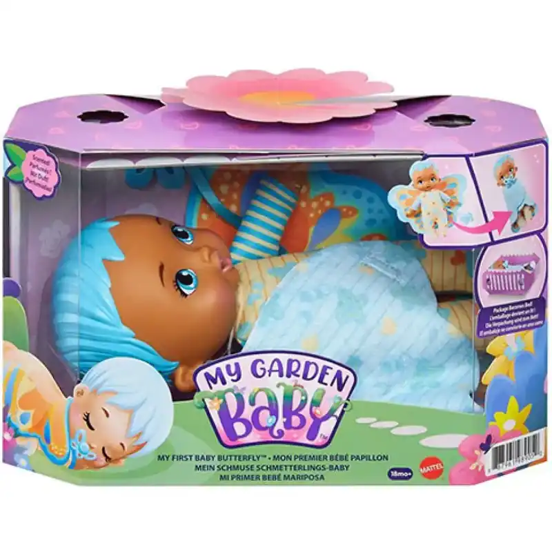 My Garden Baby Édi-Bébi ölelnivaló kék pillangó baba 23cm - Mattel Gyors szállítás