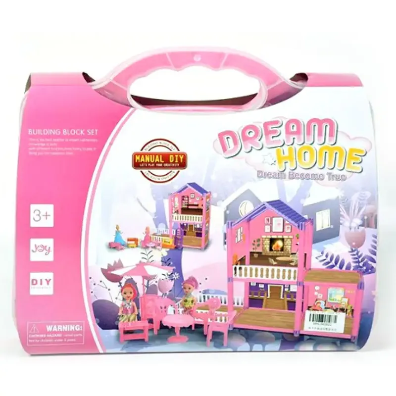 Ajánlat Dream Home pink építhető babaház kiegészítőkkel bőröndben
