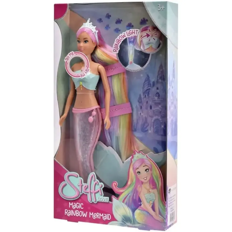 Szezonális akció Steffi Love Steffi mágikus szivárvány sellőbaba világító uszonnyal - Simba Toys
