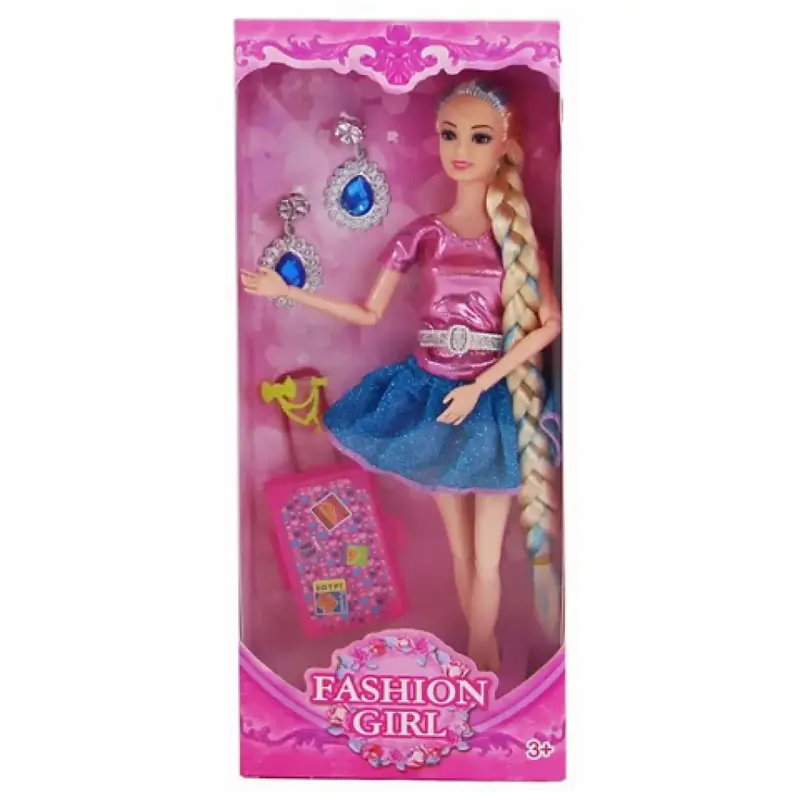 Népszerű Fashion Girl divatbaba bőrönddel és fülbevalóval 29cm